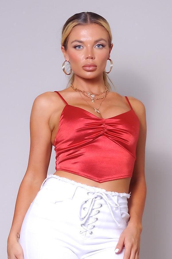 Sexy Spaghetti Strap Ruched Front Scarf Front Top | Mixtshop LLC Main image