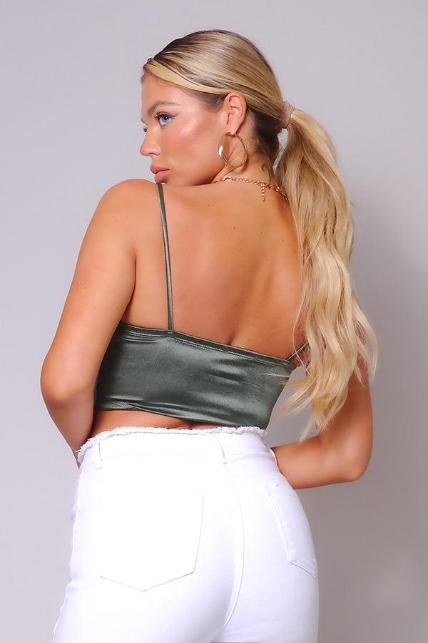 Sexy Spaghetti Strap Ruched Front Scarf Front Top | Mixtshop LLC