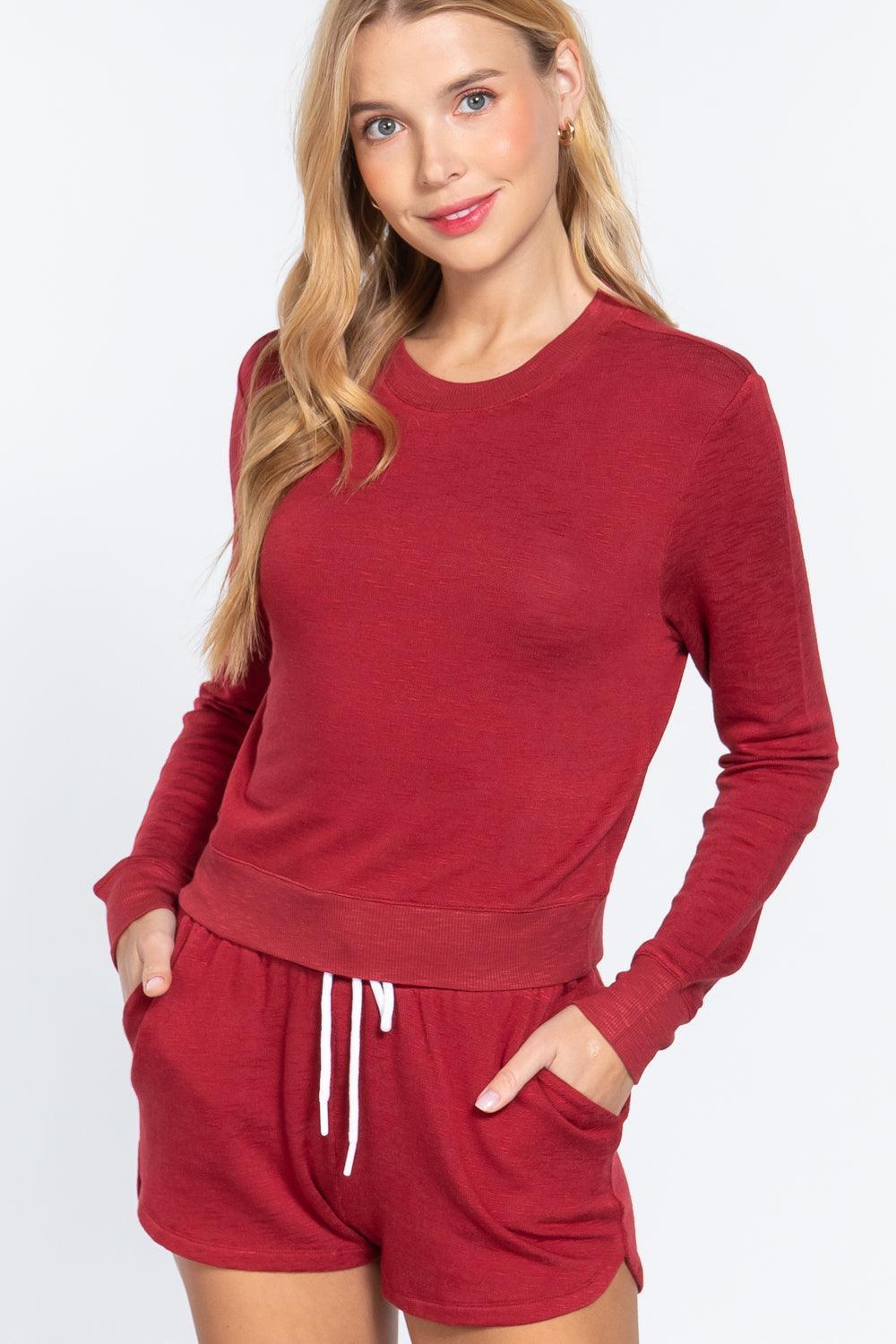 Long Slv Crew Neck Slub Terry Top | Mixtshop LLC Main image