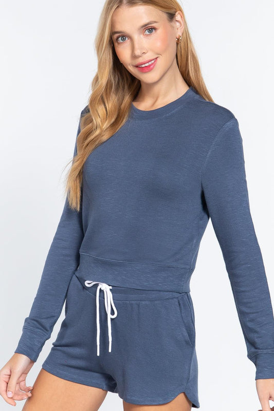 Long Slv Crew Neck Slub Terry Top | Mixtshop LLC