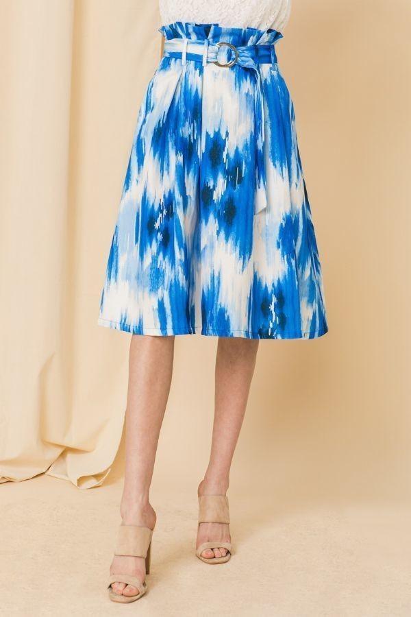 Self-buckle Belt Printed Skirt | Mixtshop LLC