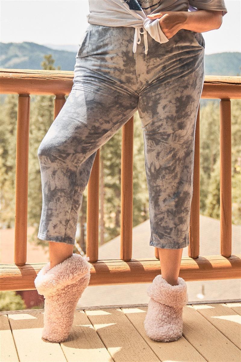 Plus Navy Tie-dye High-waisted Sweatpants | Mixtshop LLC Main image