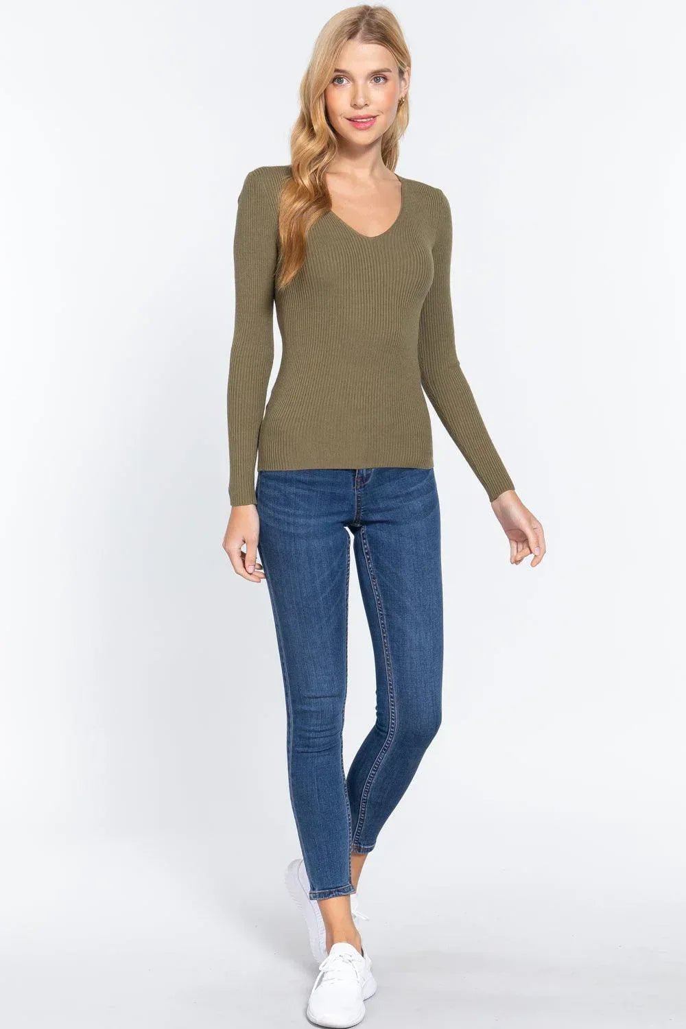 V-neck Viscose Rib Sweater Secondary image