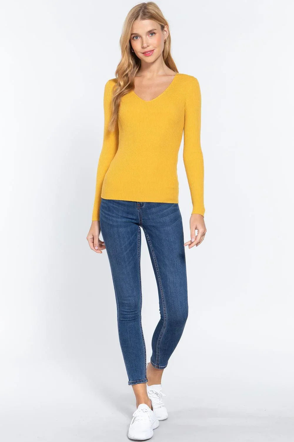 V-neck Viscose Rib Sweater Secondary image