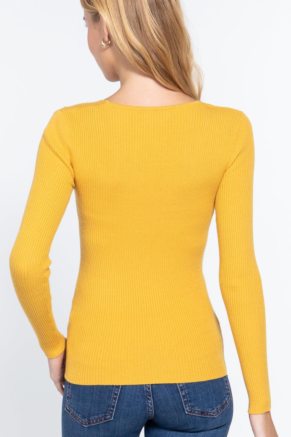 V-neck Viscose Rib Sweater | Mixtshop LLC