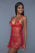1 Piece Fine Mesh Heart Designed Slip Dress | Mixtshop LLC