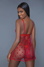 1 Piece Fine Mesh Heart Designed Slip Dress | Mixtshop LLC
