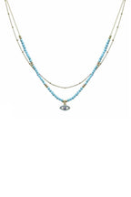 2 Layered Metal Seed Bead Evil Eye Pendant Necklace | Mixtshop LLC