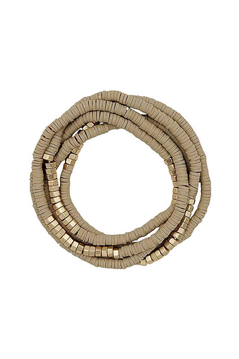 Metal Rubber Disc Bead Stretch Multi Bracelet 5 Pc Set | Mixtshop LLC