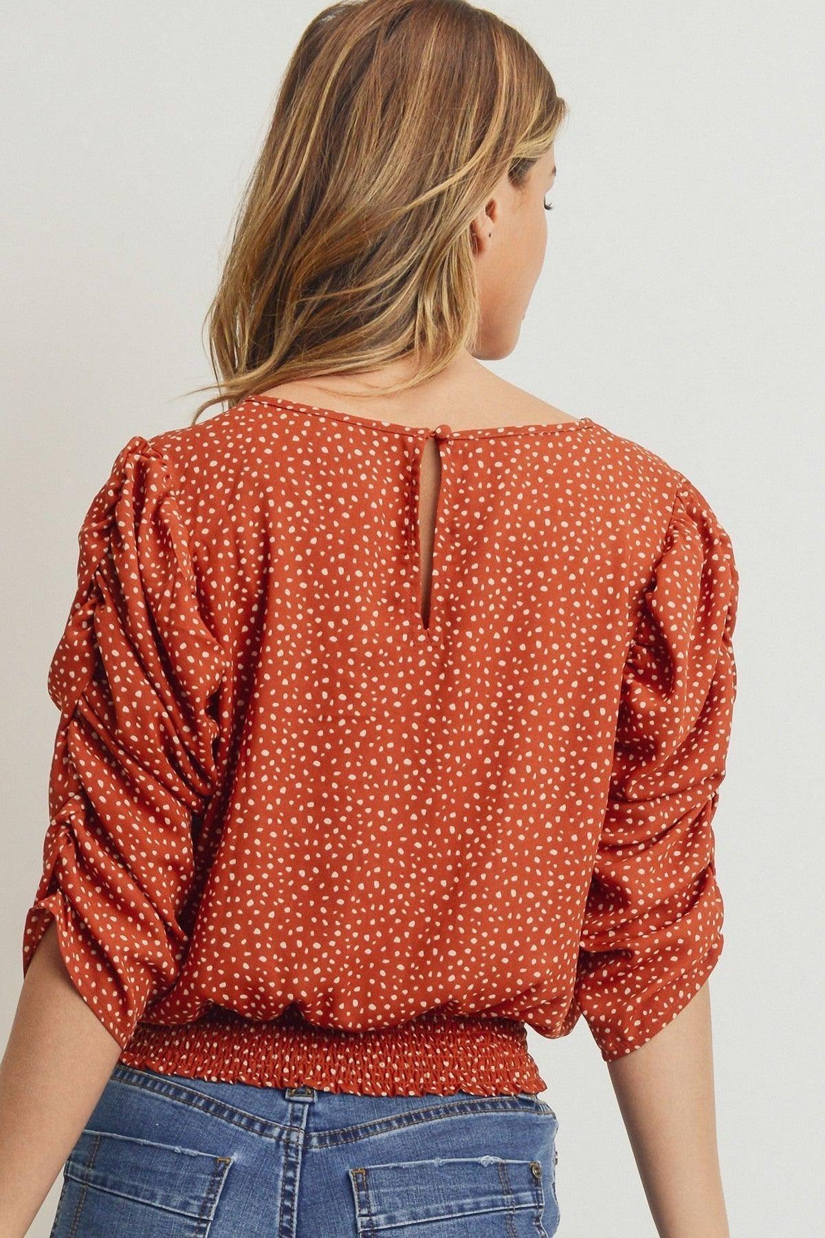 Smocked Band Top With Shirring Puff Sleeve | Mixtshop LLC