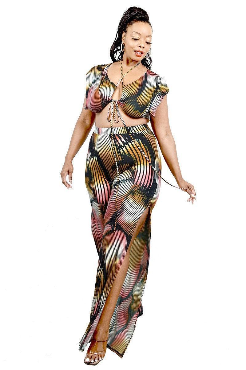 Plus Knitted Color Painting 2 Piece Pants Set Secondary image