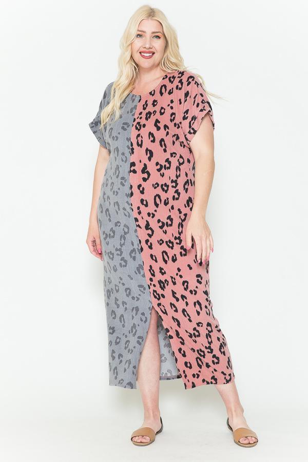 Front Slit Dolman Leopard Print Maxi Dress | Mixtshop LLC Main image