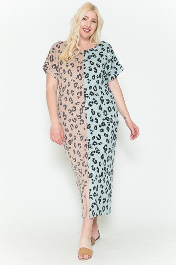 Front Slit Dolman Leopard Print Maxi Dress | Mixtshop LLC Main image