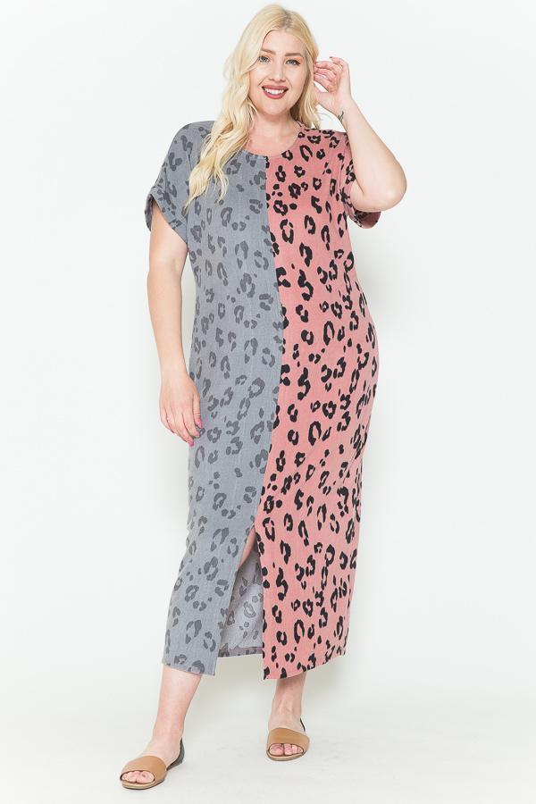 Front Slit Dolman Leopard Print Maxi Dress Secondary image
