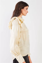 El Mirage Chiffon Bishop Sleeve Tie-neck Blouse Top | Mixtshop LLC