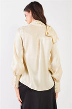 El Mirage Chiffon Bishop Sleeve Tie-neck Blouse Top | Mixtshop LLC