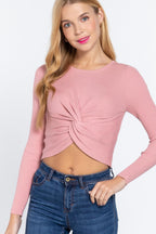 Crew Neck Knotted Crop Sweater | Mixtshop LLC