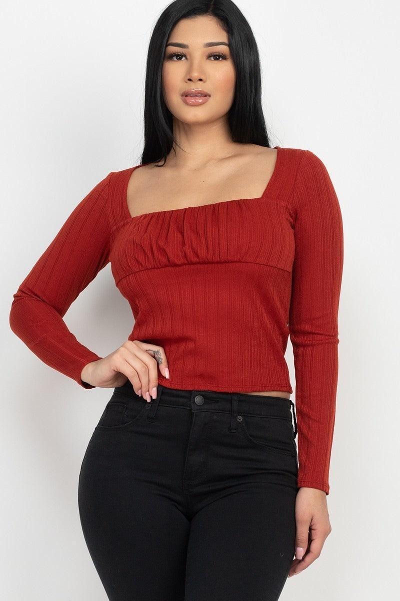 Shirred Square Neck Top | Mixtshop LLC Main image