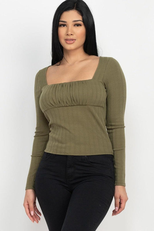 Shirred Square Neck Top | Mixtshop LLC