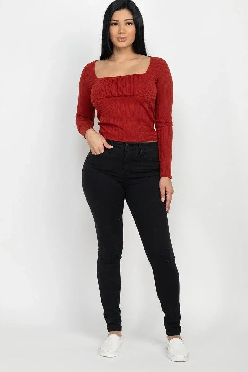 Shirred Square Neck Top Secondary image