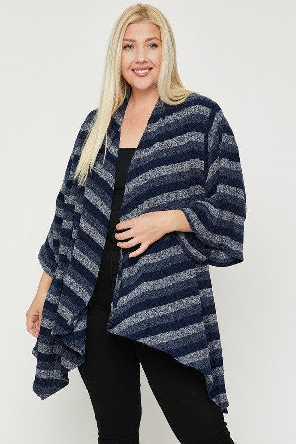 Kimono Style Striped Cardigan | Mixtshop LLC Main image
