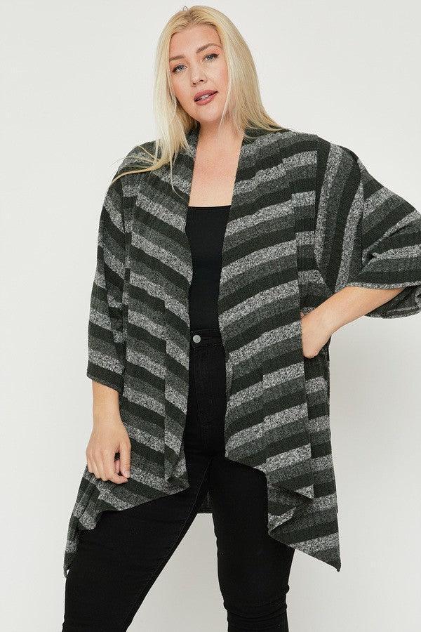Kimono Style Striped Cardigan | Mixtshop LLC Main image