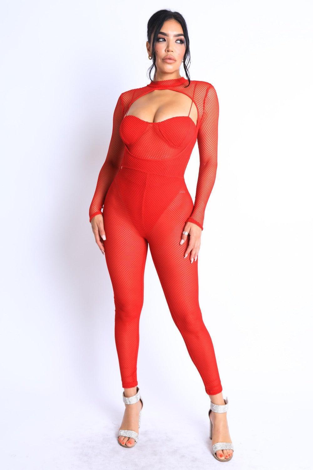 Mesh Crop Jumpsuit Set | Mixtshop LLC Main image