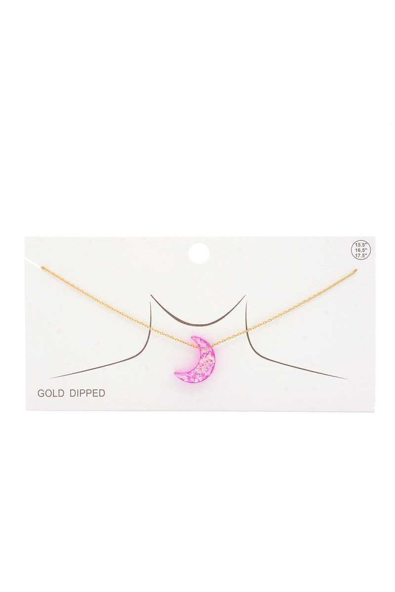 Iridescent Moon Gold Dipped Necklace | Mixtshop LLC
