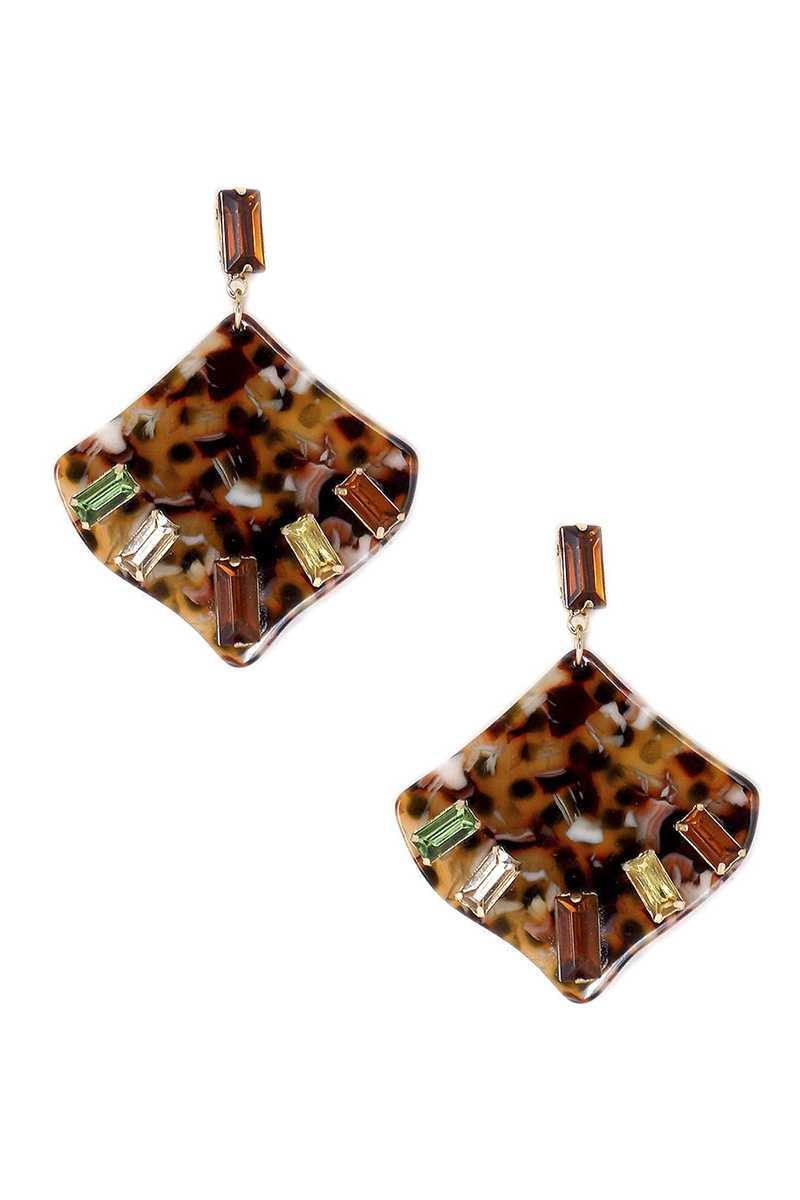 Acetate Rhinestone Square Dangle Earring | Mixtshop LLC Main image