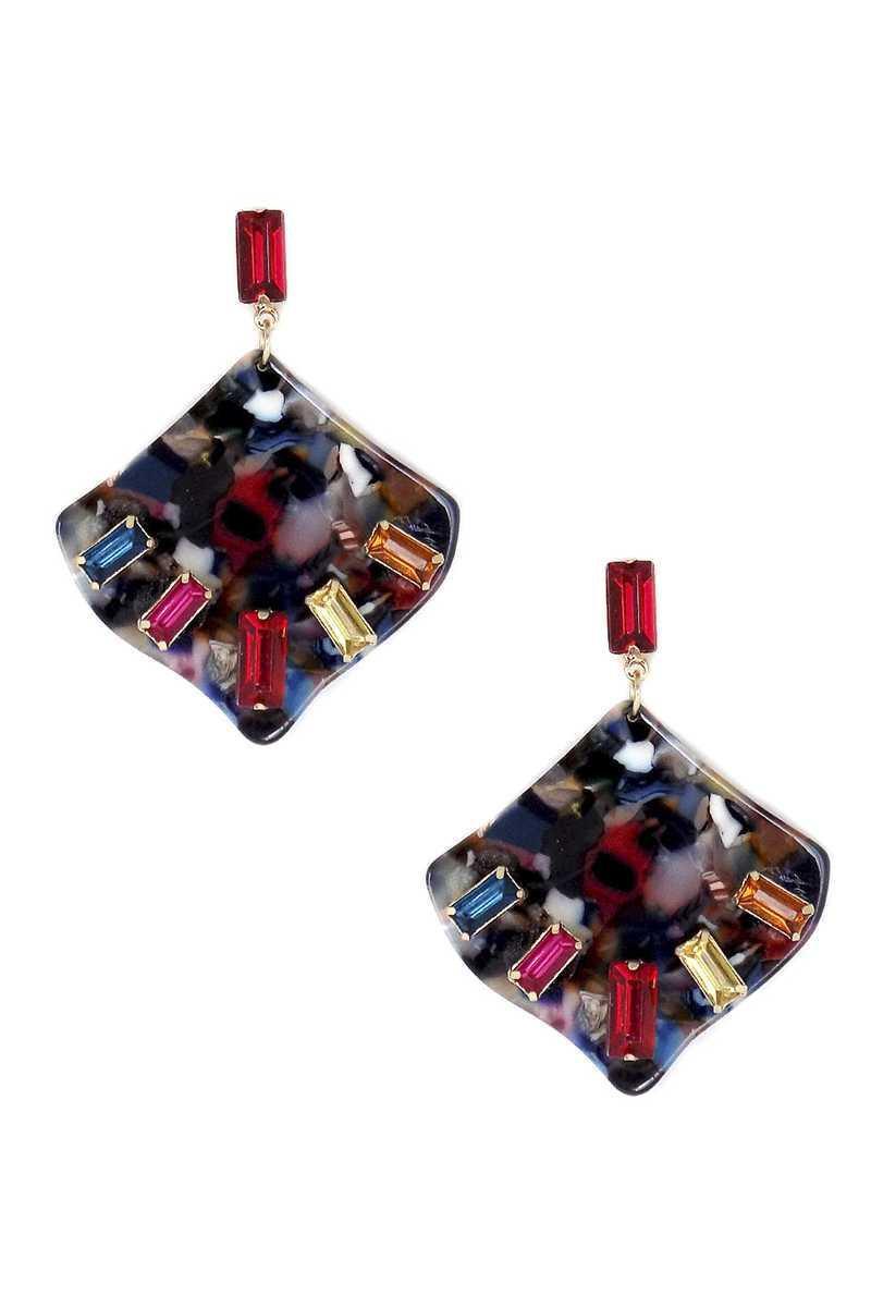 Acetate Rhinestone Square Dangle Earring | Mixtshop LLC