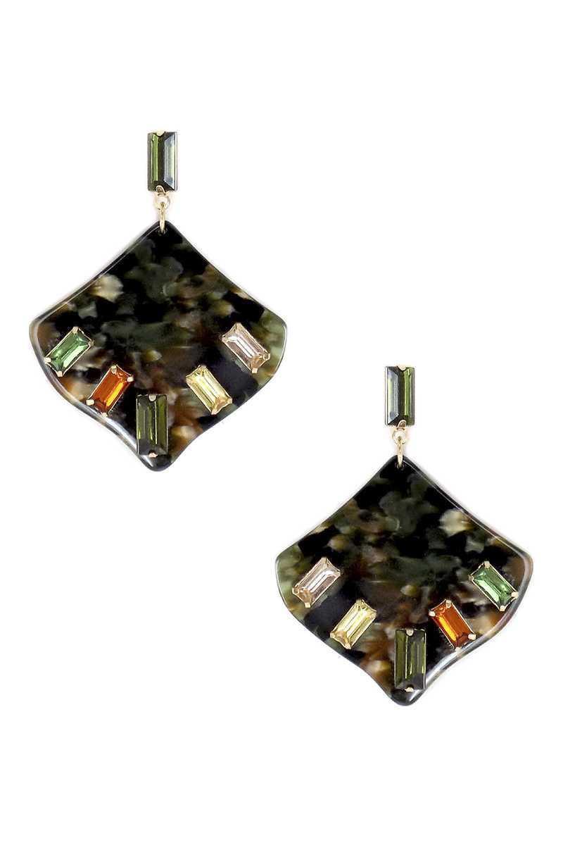Acetate Rhinestone Square Dangle Earring | Mixtshop LLC