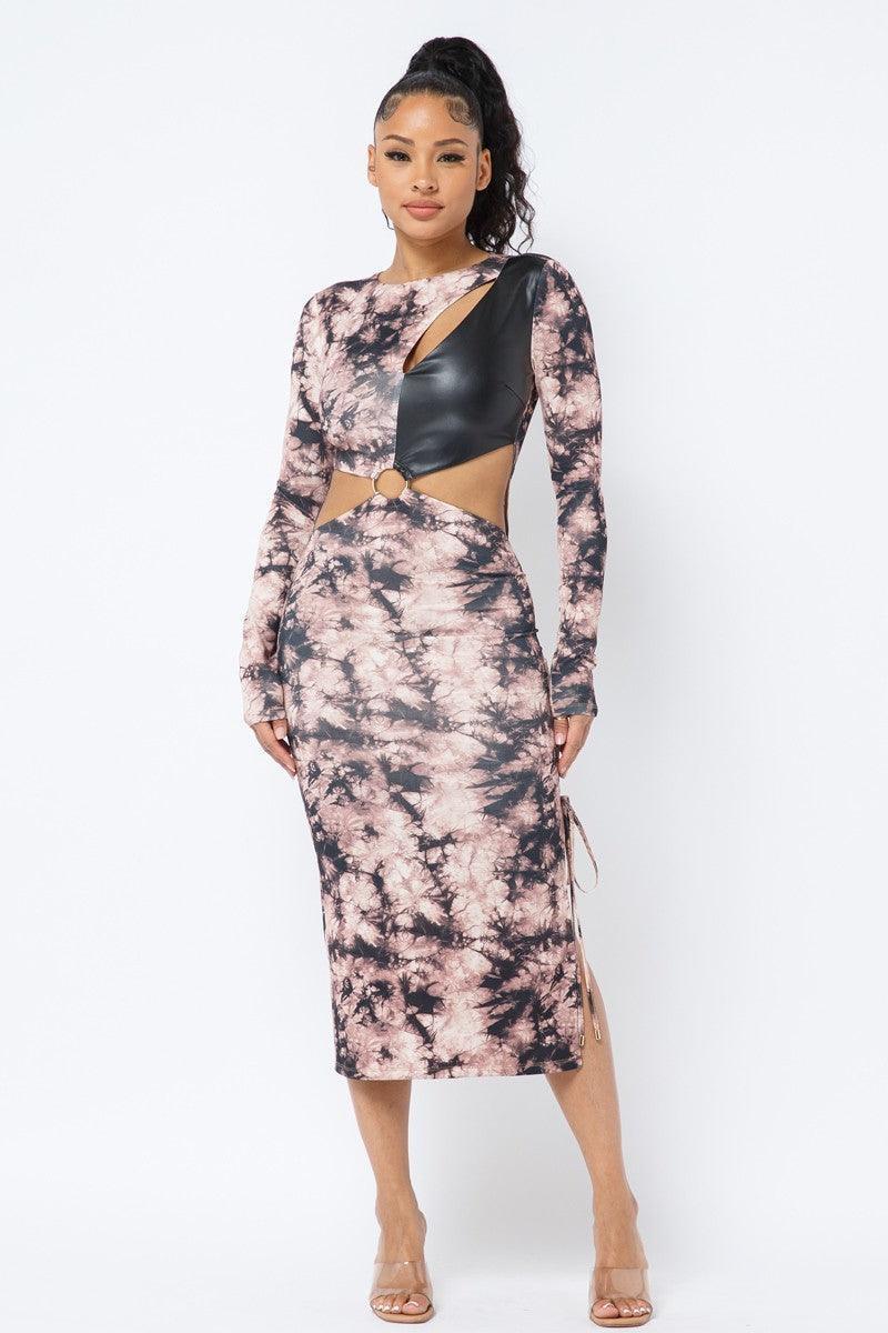 Tie Dye Long Sleeve Midi Dress | Mixtshop LLC Main image