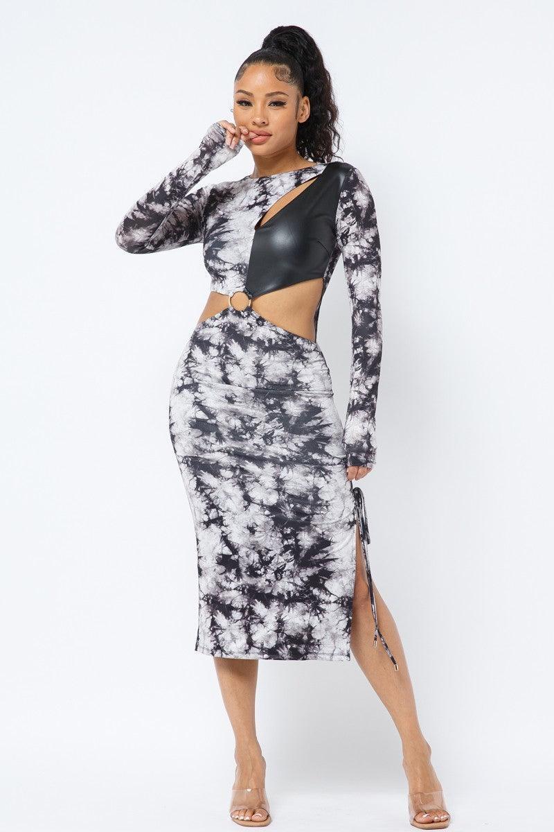 Tie Dye Long Sleeve Midi Dress | Mixtshop LLC Main image