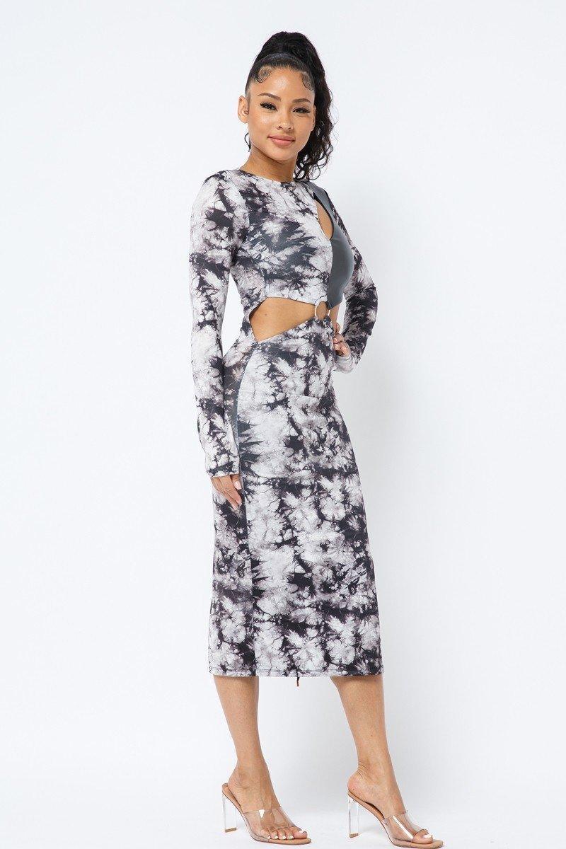 Tie Dye Long Sleeve Midi Dress | Mixtshop LLC