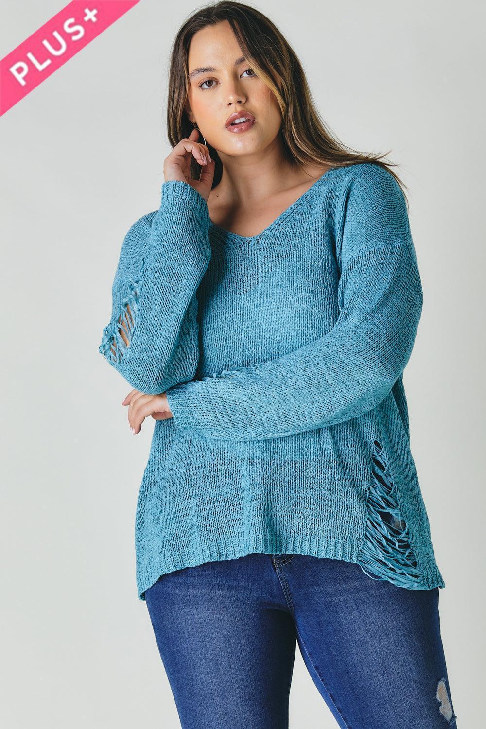 Plus Solid Round Neck Sweatrer Secondary image