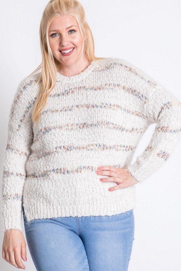Plus Sweater With Stripe Detail | Mixtshop LLC Main image