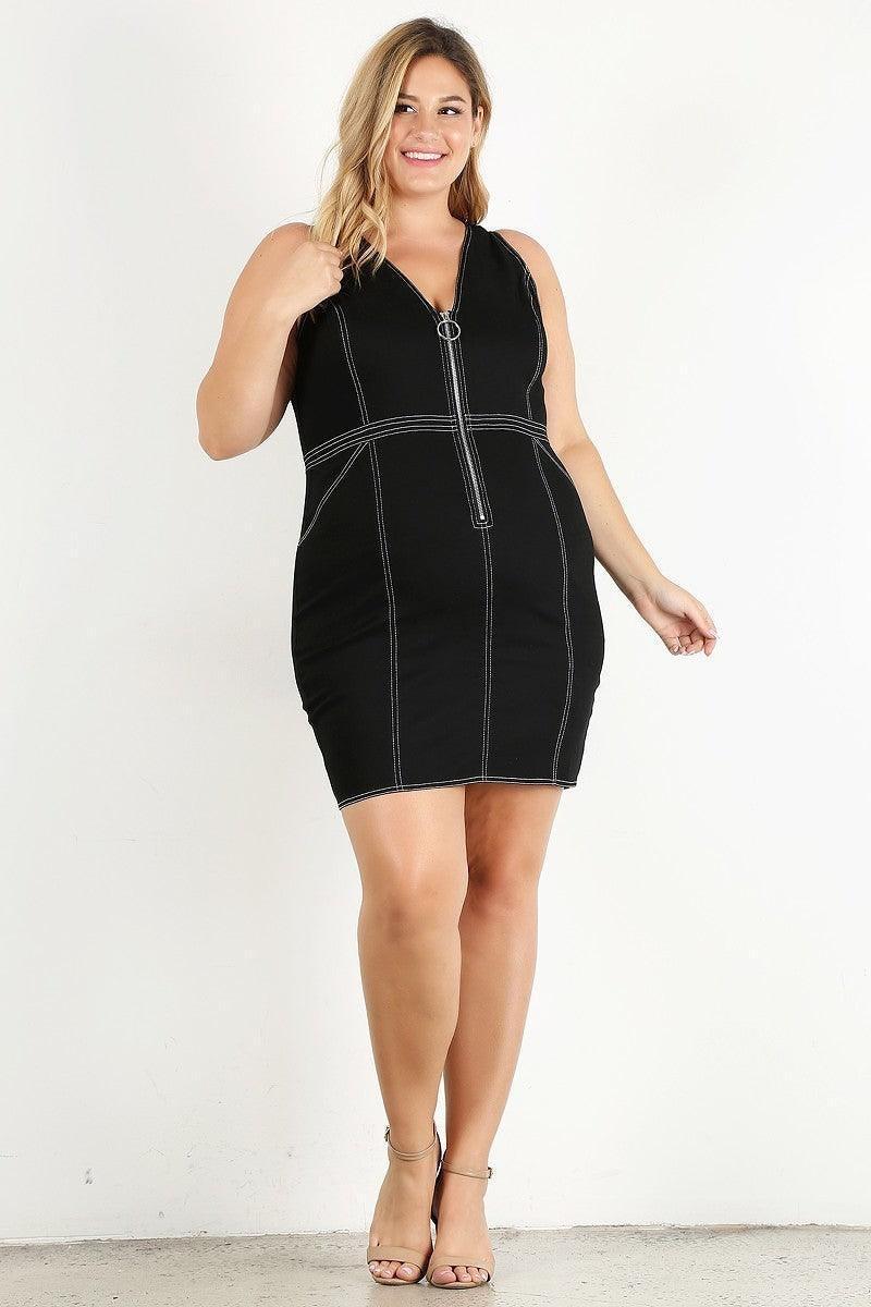 Plus Solid Bodycon Mini Dress | Mixtshop LLC Main image