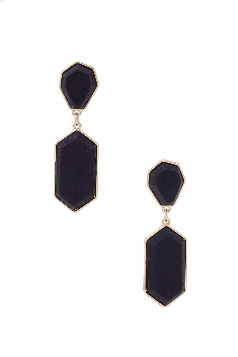 Geometric Wood Post Drop Earring | Mixtshop LLC Main image