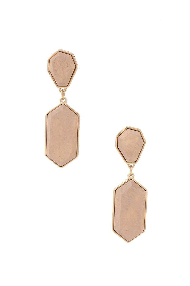 Geometric Wood Post Drop Earring Secondary image