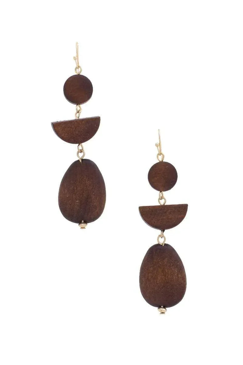 Geometric Wood Bead Dangle Earring | Mixtshop LLC Main image
