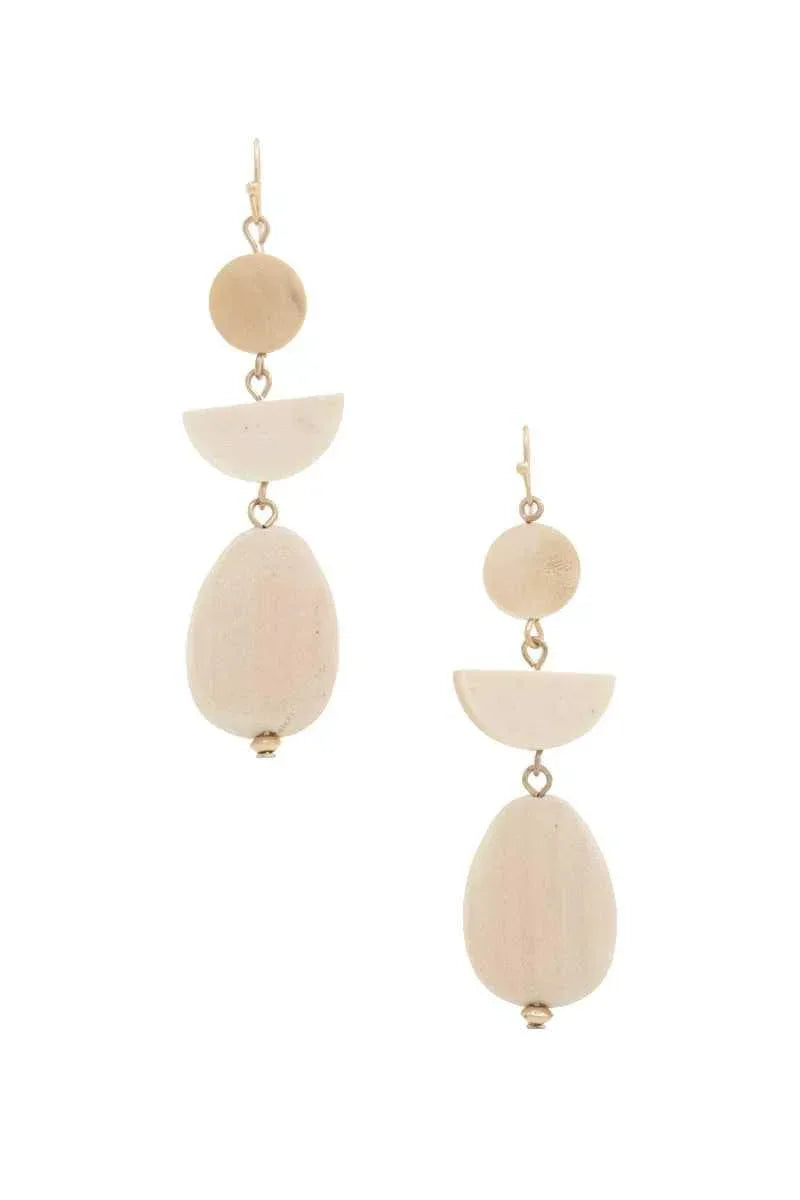Geometric Wood Bead Dangle Earring Secondary image