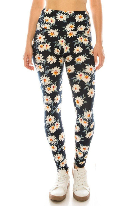 Long Yoga Style Banded Lined Multi Printed Knit Legging With High Waist | Mixtshop LLC