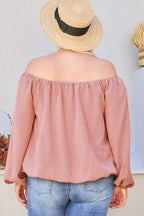Off Shoulder Long Bubble Sleeve Plaid Top | Mixtshop LLC