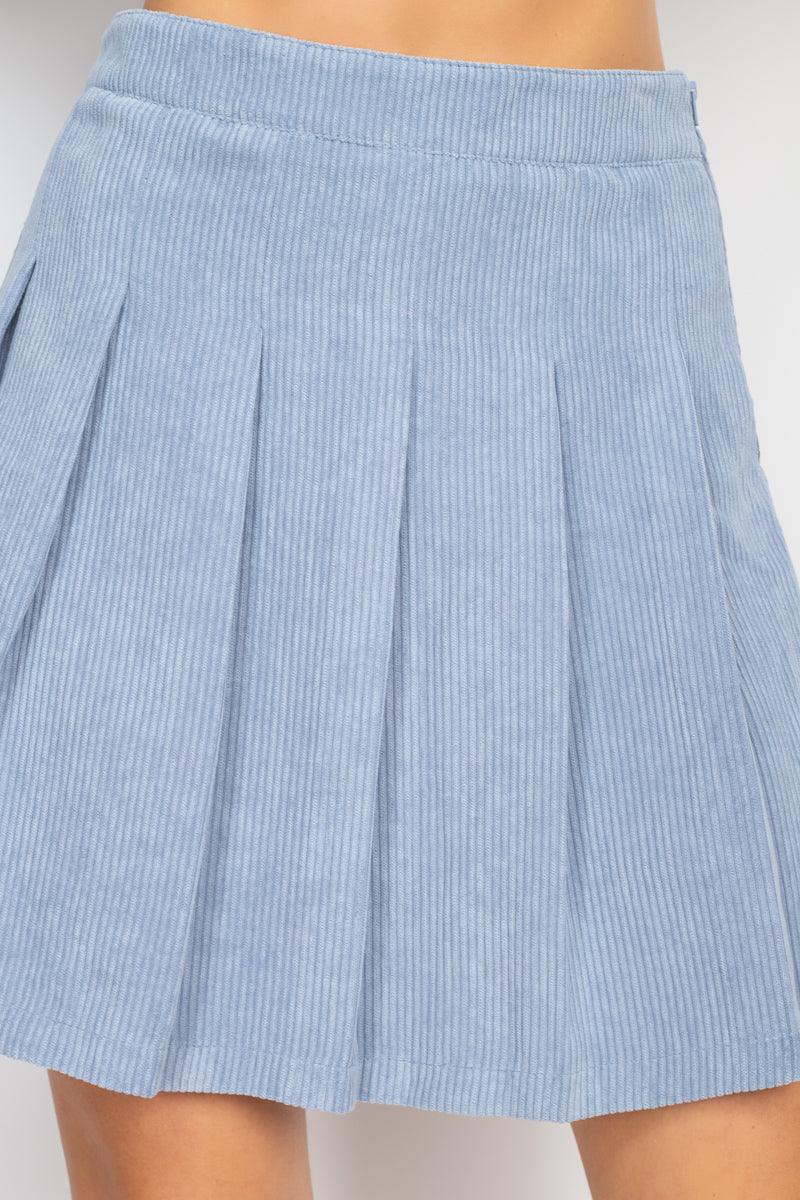 A-line Corduroy Pleated Mini Skirt | Mixtshop LLC