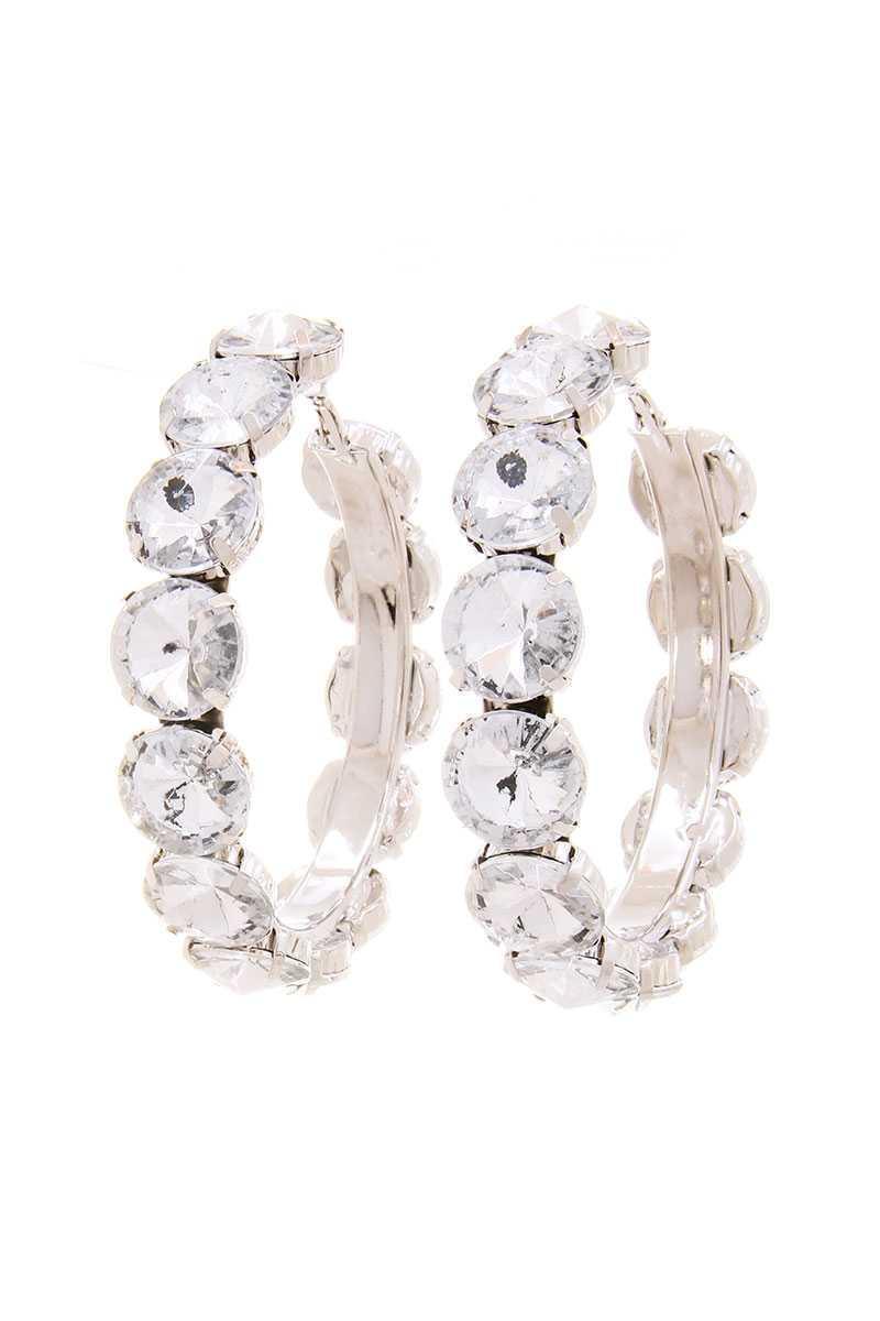 Rhinestone 3.25 Inch Classic Hoop Earring | Mixtshop LLC