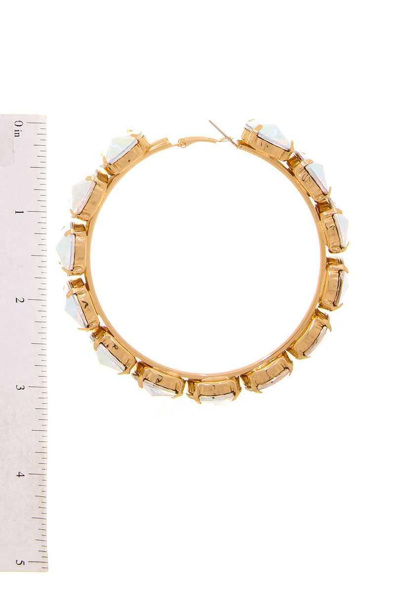 Rhinestone 3.25 Inch Classic Hoop Earring | Mixtshop LLC