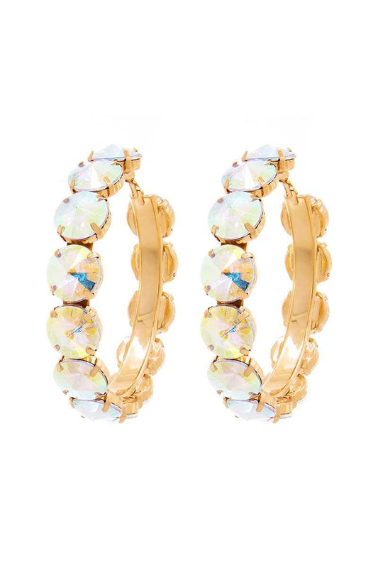 Rhinestone 3.25 Inch Classic Hoop Earring | Mixtshop LLC
