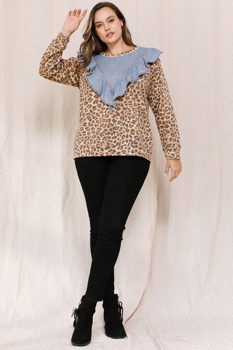 Contrast Washed Denim Top Secondary image