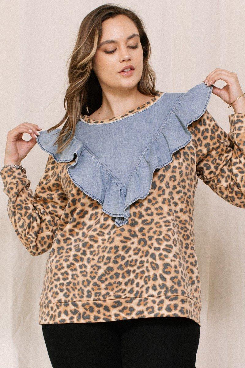 Contrast Washed Denim Top | Mixtshop LLC