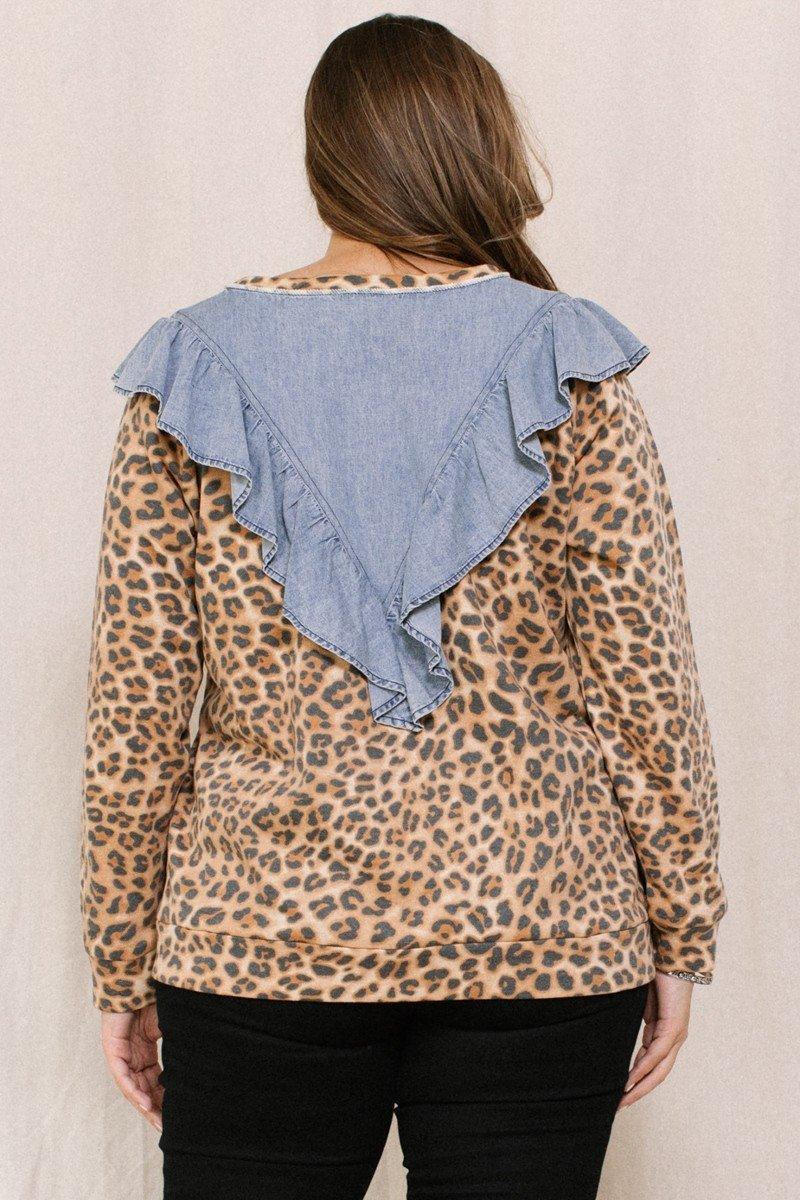 Contrast Washed Denim Top | Mixtshop LLC
